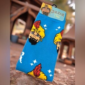 Teehee Vibrant Blue and Yellow Casual Socks with Whimsical Cartoon Design